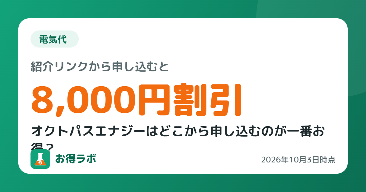 オクトパスエナジー 紹介で8,000円